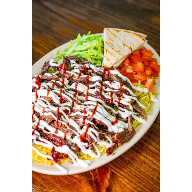Beef Shawarma Over Rice.