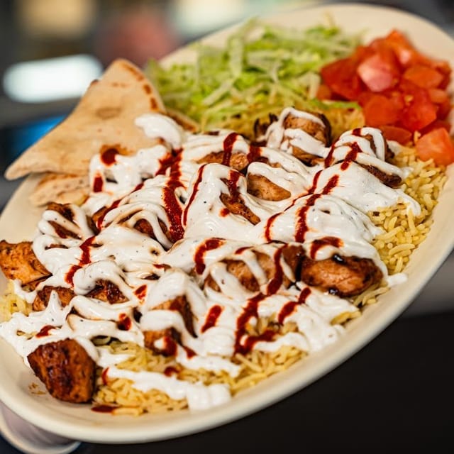 Chicken Kabab Over Rice.