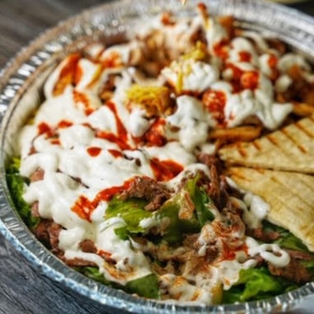 Lamb Kabab over Rice.